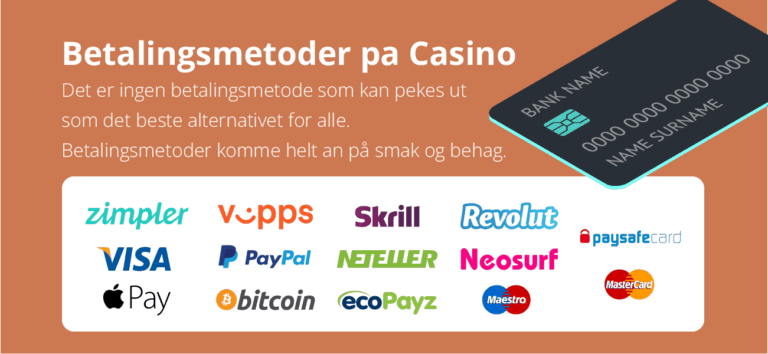 betalingsmetoder inskudd og uttak på nettcasino