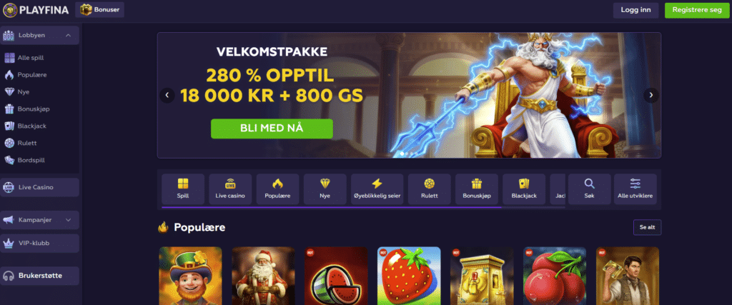 playfina casino lobby