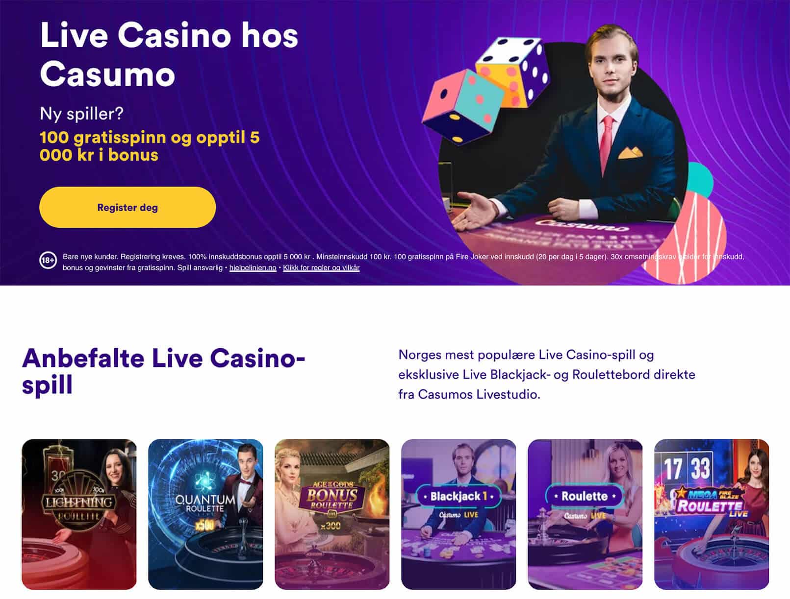 Casumo Casino Norge 2026 - Hent 5 000 kr Bonus + 100 spins