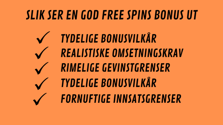 slik ser en god free spins bonus ut