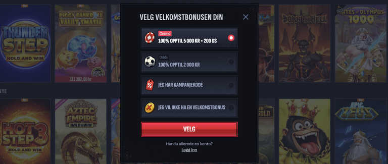 registrering hos Mafia Casino