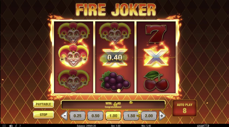 gevinst i Fire Joker med 54 kr