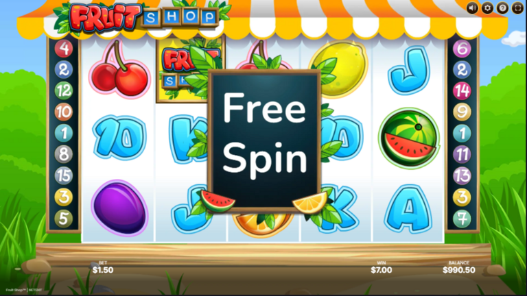 gratisspin på fruit shop spilleautomat