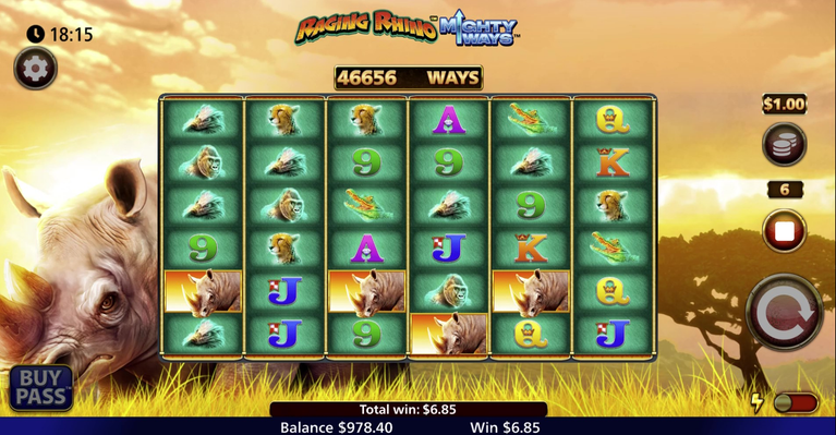 Raging Rhino Mighty Ways med 46 656 gevinstmåter