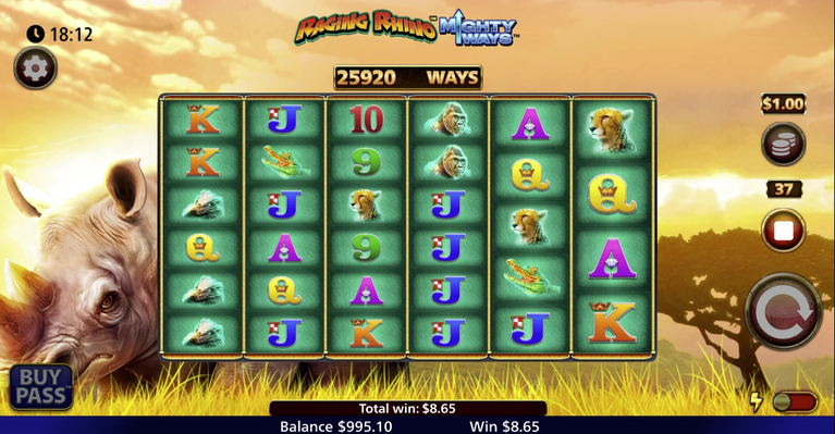 gevinst i Raging Rhino Mighty Ways