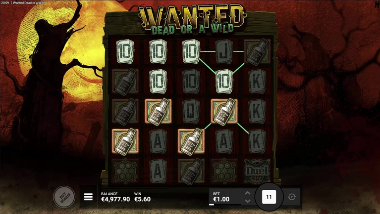 linjegevinst på 56 kr i Wanted Dead or a Wild